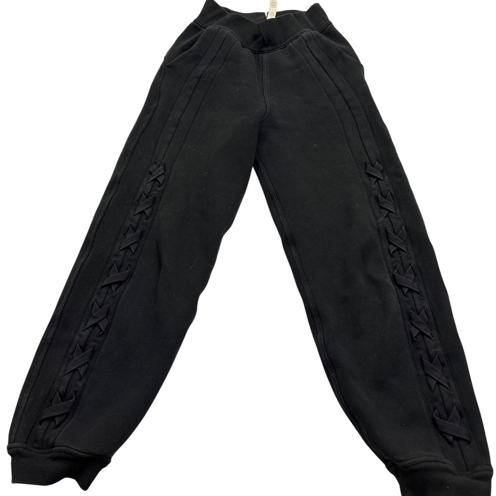 Lululemon Scuba High-Rise Joggers Black Lace Up Detail Size 0 W5CQES